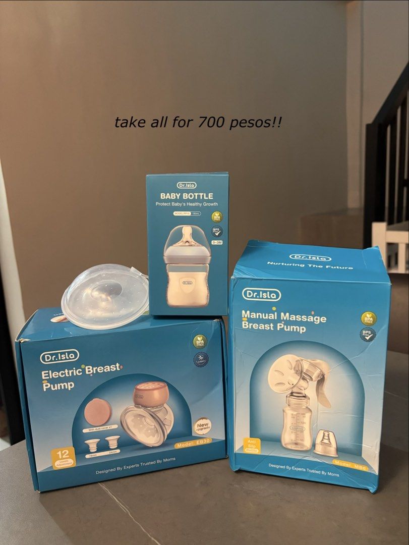 Dr. Isla Electric Breast Pump Set (Category: Breastfeeding & Bottle Feeding) located in Batangas. Submitted by mariajml (Listing ID 1470374951, Image 1). Description: - good condition - Everything pictured included in original boxes.
