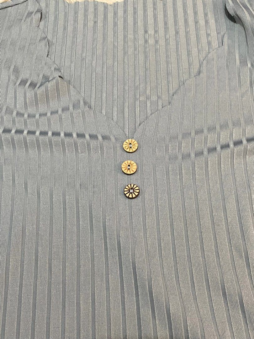 Dusty Blue Vneck Blouse Top (Category: Blouses) located in Bacoor. Submitted by s4dee (Listing ID 1470531444, Image 2). Description: size: small - medium - button detail - vneck.