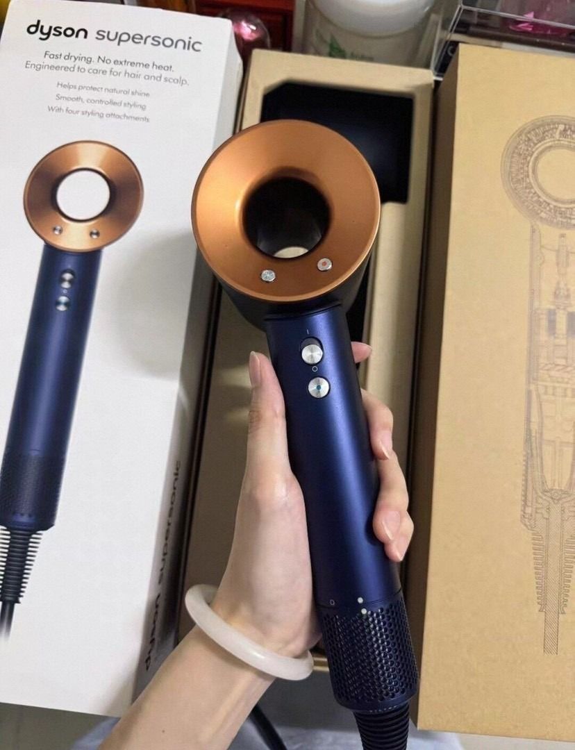 Dyson Supersonic Hair Dryer HD15 (Category: Hair) located in Paranaque City. Submitted by ulikakheli02916 (Listing ID 1470353338, Image 3). Description: - Authentic Dyson Supersonic Hair Dryer - Color: Stunning Vincent Blue and Rosé - Includes 4 original attachments: smoothing nozzle, styling concentrator, gentle air attachment, and flyaway smoother - Comes with original presentation box - Cord and plug are clean and 100% fully functional - Condi
