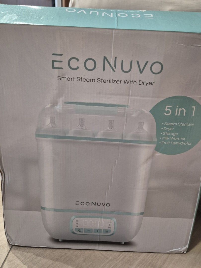 Econuvo steam sterilizer (Category: Breastfeeding & Bottle Feeding) located in Quezon City. Submitted by realglamorosa (Listing ID 1449539877, Image 2). Description: lightly used for 4 days during a trip. clean and excellent condition no stains, no defects, fully working.