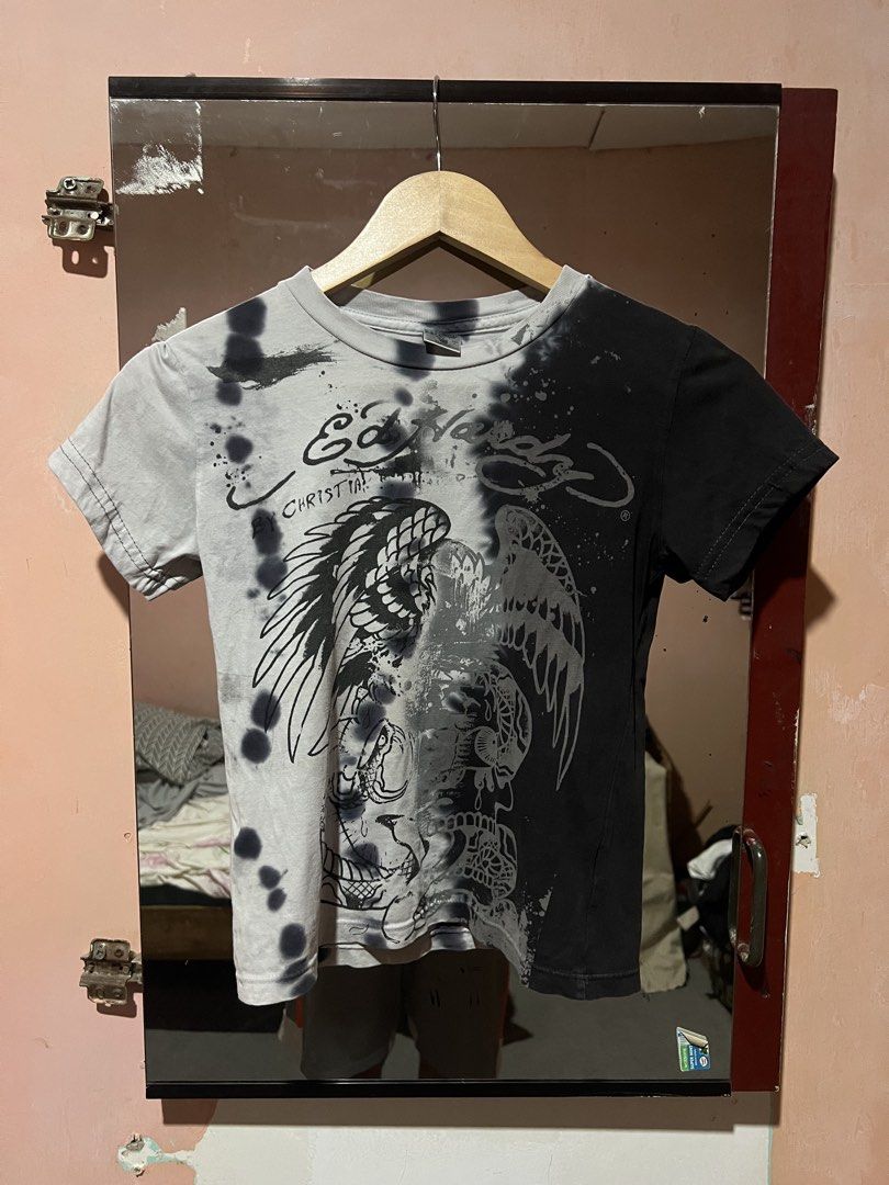 Ed Hardy Baby Tee (Category: Shirts) located in Sibulan. Submitted by rustysbestpick (Listing ID 1470456467, Image 1). Description: Ed Hardy Baby Tee Ed Hardy Baby Tee Fits Small womens Good condition Issue: Pinholes (see pic) Washed & ready to wear Dimes: 15x19.5 Made in USA 599 Shipped Loc: Sibulan, Negros Oriental Visayas 6201.