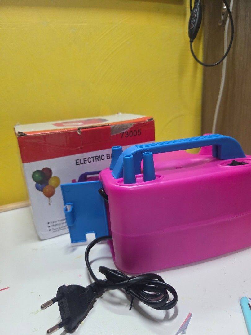 Electric Balloon Pump with Box (Category: Infant Playtime) located in Manila. Submitted by everydaystories (Listing ID 1470455511, Image 2). Description: Electric Balloon Pump Decluttering! Electric balloon pump, perfect for birthdays, parties, and other celebrations. 🎈 Dual-nozzle design Fast and easy balloon inflation Continuous and touch-on operation modes Portable with carrying handle With original box (box has signs of storage) Condition: P