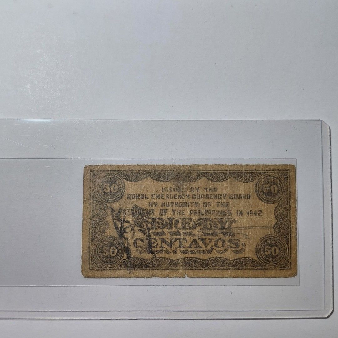 Emergency/Guerilla 50 Centavos Banknote (Bohol) (Category: Currency) located in Tagbilaran City. Submitted by bennycollectibles (Listing ID 1470485970, Image 2). Description: •Add an additional 150 for shipping.