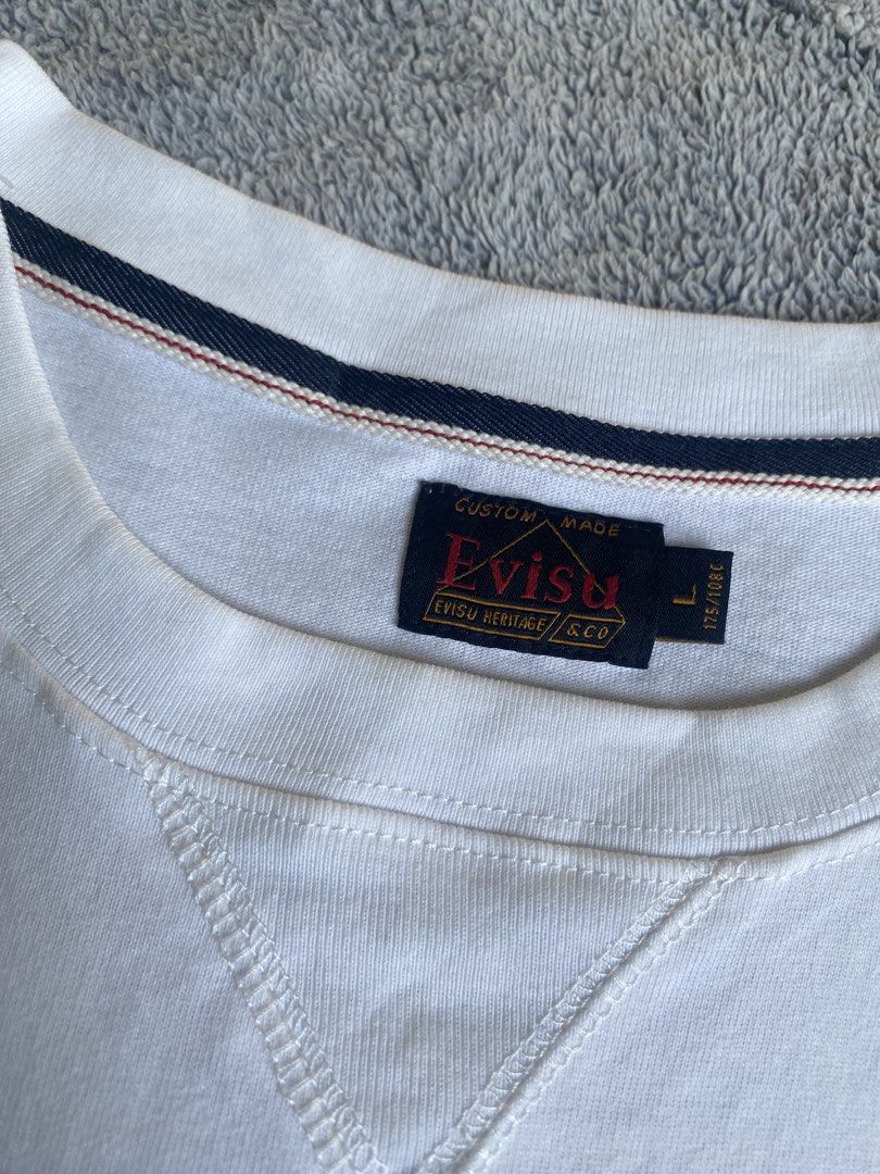 Evisu Daicock Tshirts (Category: Tshirts & Polo Shirts ) located in Talavera. Submitted by adrnvault (Listing ID 1470472249, Image 3). Description: Issue: none Size: Large on tag Color: dirty white Color rate: 9/10 Width: 20 Length: 26.