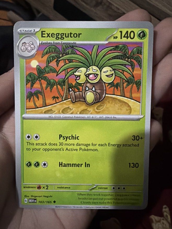 Exeggutor Pokemon 151 Normal Card (Category: Raw Singles) located in Quezon City. Submitted by bananak1tchen (Listing ID 1470508910, Image 1). Description: RFS: Decluttering MOP: Bank Transfer MOD: J&T / SDD.