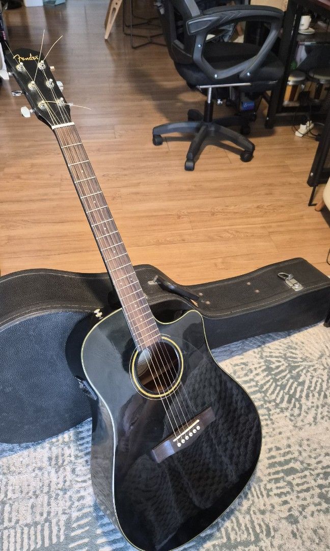 Fender CD-60CE Acoustic-Electric Guitar w/ Hardshell Case (Category: Musical Instruments) located in Mandaluyong City. Submitted by shopper_on_repeat (Listing ID 1470400592, Image 1). Description: ​Selling an authentic Fender CD-60CE BLK dreadnought cutaway acoustic-electric guitar finished in classic gloss black. ​This model features balanced acoustic volume and tone unplugged, and plugs straight into an amplifier, audio interface, or PA system 