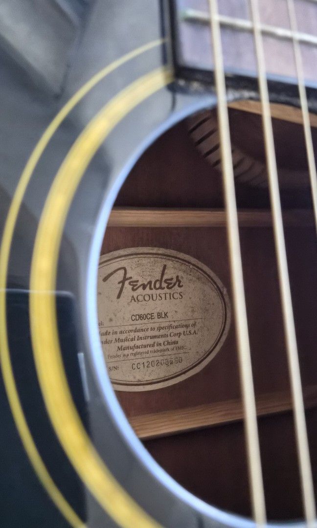 Fender CD-60CE Acoustic-Electric Guitar w/ Hardshell Case (Category: Musical Instruments) located in Mandaluyong City. Submitted by shopper_on_repeat (Listing ID 1470400592, Image 2). Description: ​Selling an authentic Fender CD-60CE BLK dreadnought cutaway acoustic-electric guitar finished in classic gloss black. ​This model features balanced acoustic volume and tone unplugged, and plugs straight into an amplifier, audio interface, or PA system 