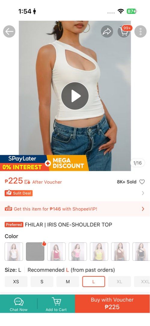 FHILAR IRIS One-Shoulder Top White Medium (Category: Sleeveless) located in Taguig. Submitted by pauu1234 (Listing ID 1470411584, Image 3). Description: 📌 Only used once 📌 Fits M-L body frames Original price: ₱225 - payment first basis - next day pick up (contact seller if needed immediately) - taguig area 😊.