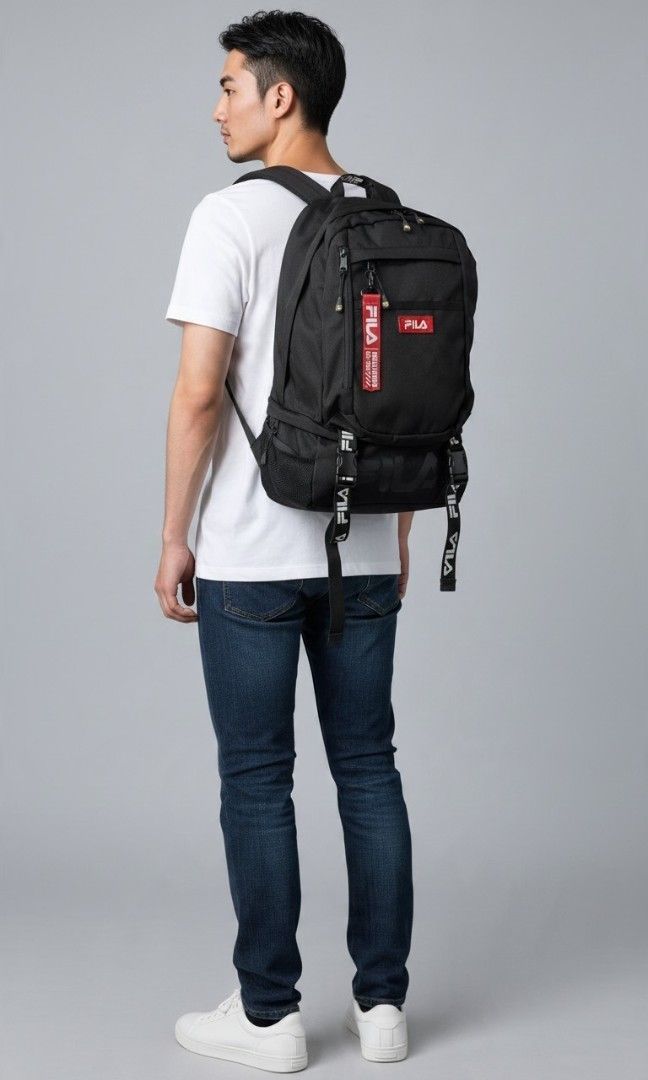FILA CANVAS BACKPACK (Category: Backpacks) located in Las Pinas. Submitted by annachiaonair2037 (Listing ID 1470372019, Image 1). Description: FILA CANVAS BACKPACK FROM JAPAN HAS SHOE COMPARTMENT AT THE BOTTOM H 19" L 12" W 4.5" Disclaimer: I am not affiliated with, associated with, or authorized by any of the brands featured posted. Any mention of brand names, trademarks, or logos is solely for identification and reference purposes only..