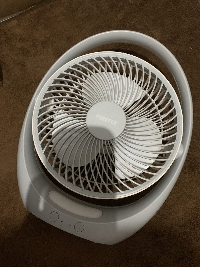 Firefly FEL6115 Rechargeable Desk Fan (Category: Fans) located in Daraga. Submitted by shevvv28 (Listing ID 1470459742, Image 1). Description: -Bought this for P900 selling for 420 - Model: Firefly Desk Fan FEL6115 - Battery: 1800mAh lithium-ion battery for cordless use - Charging: Convenient USB input (5V DC) - Design: Portable with a sturdy carrying handle and adjustable tilt head - Ideal for: Study tables, office desks, and bedside use - Condi