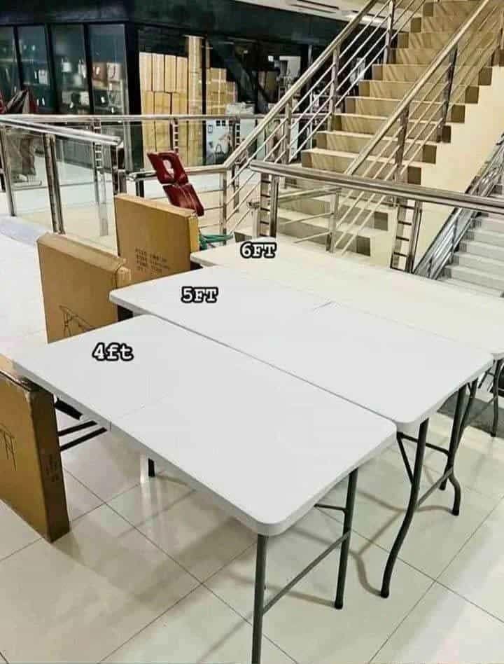 FOLDABLE HARD PLASTIC TABLE HEAVY DUTY 4FT 5FT 6FT (Category: Tables & Sets) located in Manila. Submitted by zhaeila23 (Listing ID 1470415925, Image 1). Description: Onhand brandnew ‼️ Foldable hard plastic table (Same quality ng life time) ( White 🤍 ) 4ft - 1,600 only ‼️ 5ft - 1,850 only ‼️ 6ft - 2,000 only ‼️ ( Black 🖤 ) Mas mataas puhunan 4ft - 1,700 only ‼️ 5ft - 1,900 only ‼️ 6ft - 2,150 only ‼️.