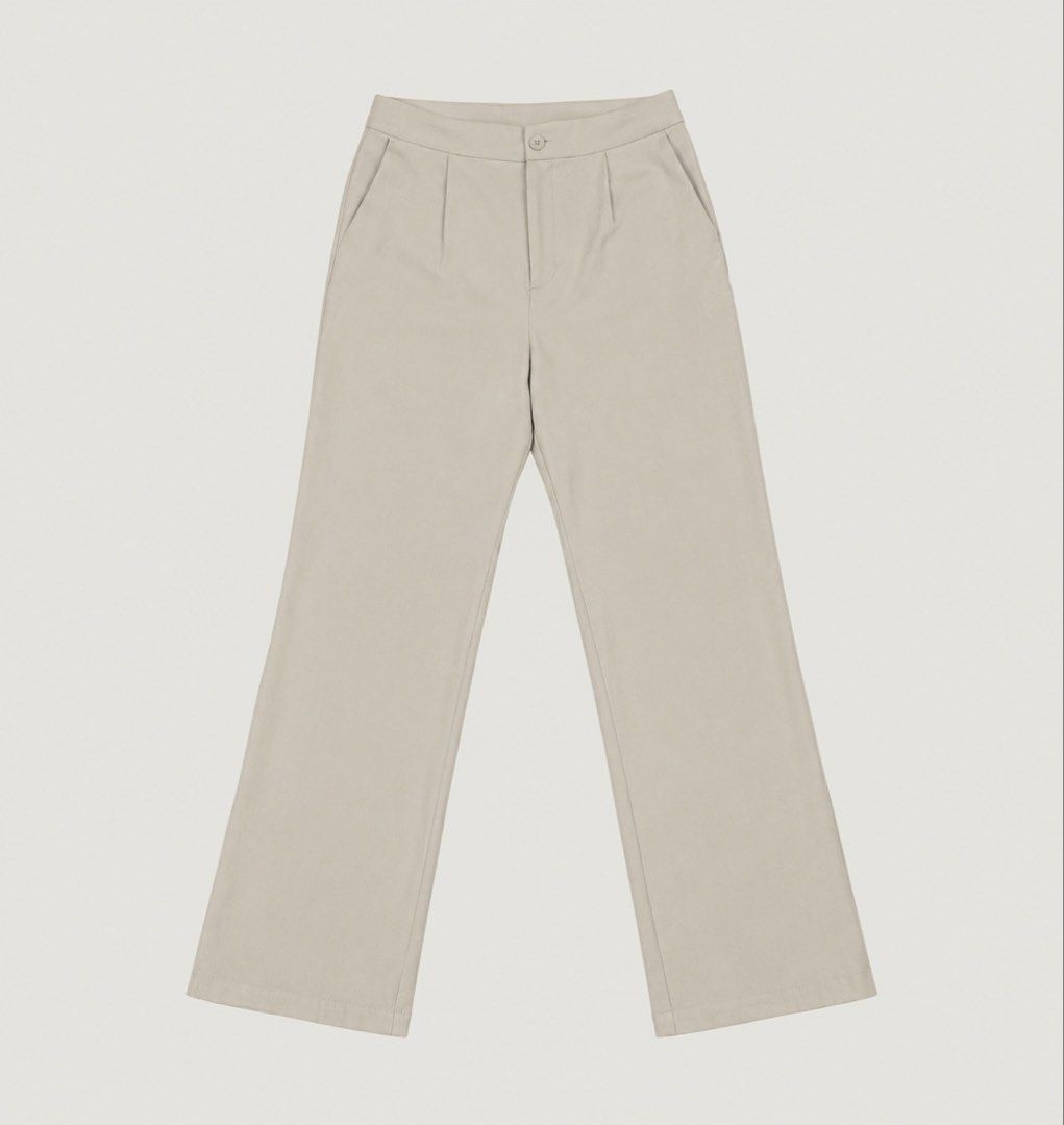 ForMe Beige Tapered Trousers (Category: Other Bottoms) located in Santa Rosa. Submitted by allysuhnicole (Listing ID 1470467416, Image 1). Description: - Size: Medium (30-31" waistline) ; 37" length - Color: Classic beige - With two front pockets - Fabric: Premium fabric blend - Condition: Good, with a small dot mark/run near the back pocket (see last photo for details) - Used twice only.