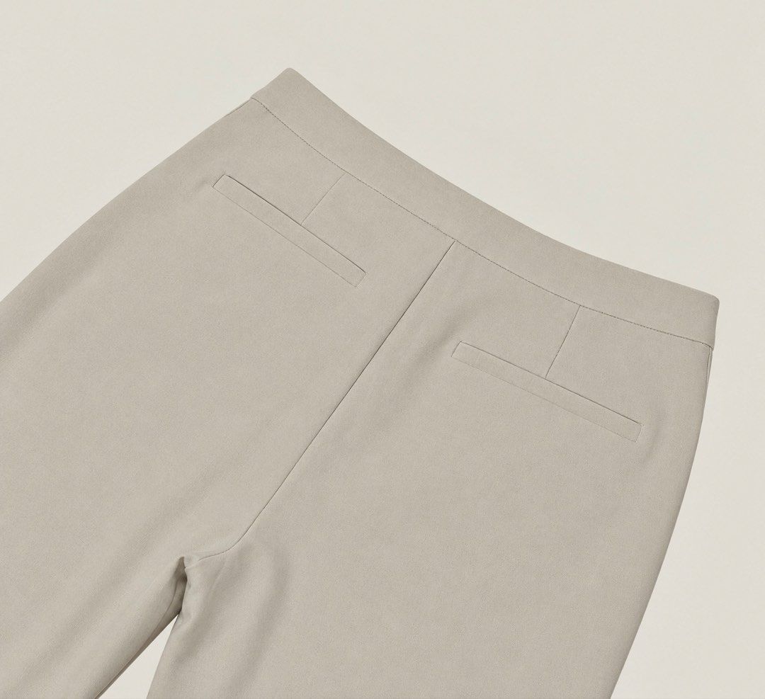 ForMe Beige Tapered Trousers (Category: Other Bottoms) located in Santa Rosa. Submitted by allysuhnicole (Listing ID 1470467416, Image 2). Description: - Size: Medium (30-31" waistline) ; 37" length - Color: Classic beige - With two front pockets - Fabric: Premium fabric blend - Condition: Good, with a small dot mark/run near the back pocket (see last photo for details) - Used twice only.
