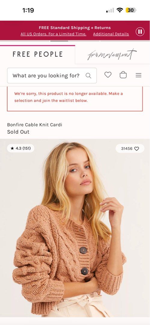Free People Bonfire Cable Knit Cardi (Category: Coats, Jackets and Outerwear) located in Cainta. Submitted by yayitsianm (Listing ID 1470391773, Image 2). Description: .