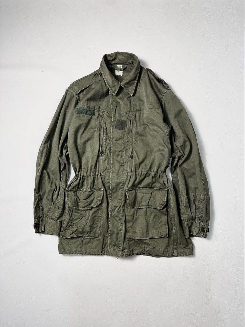 FRENCH ARMY 1968 M64 FIELD JACKET (Category: Coats, Jackets and Outerwear) located in Bacolod City. Submitted by thestitchph (Listing ID 1470471448, Image 1). Description: FRENCH ARMY 1968 M64 FIELD JACKET SIZE LARGE DIMES W23” L33” SHOULDER 19” SLEEVE 25” CONDITION; AGED PHP 2800 French Army 1968 M64 Field Jacket The M-64 field jacket was introduced by the French military in 1964 to replace the earlier Algerian War-era M-47 uniform, offering a s