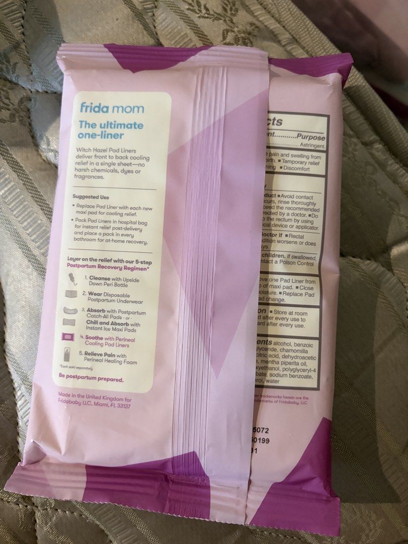 Frida Mom Perineal Cooling Pad Liners (Category: Maternity Care) located in Quezon City. Submitted by stgabs (Listing ID 1470409360, Image 2). Description: Brand new 24 sheets .