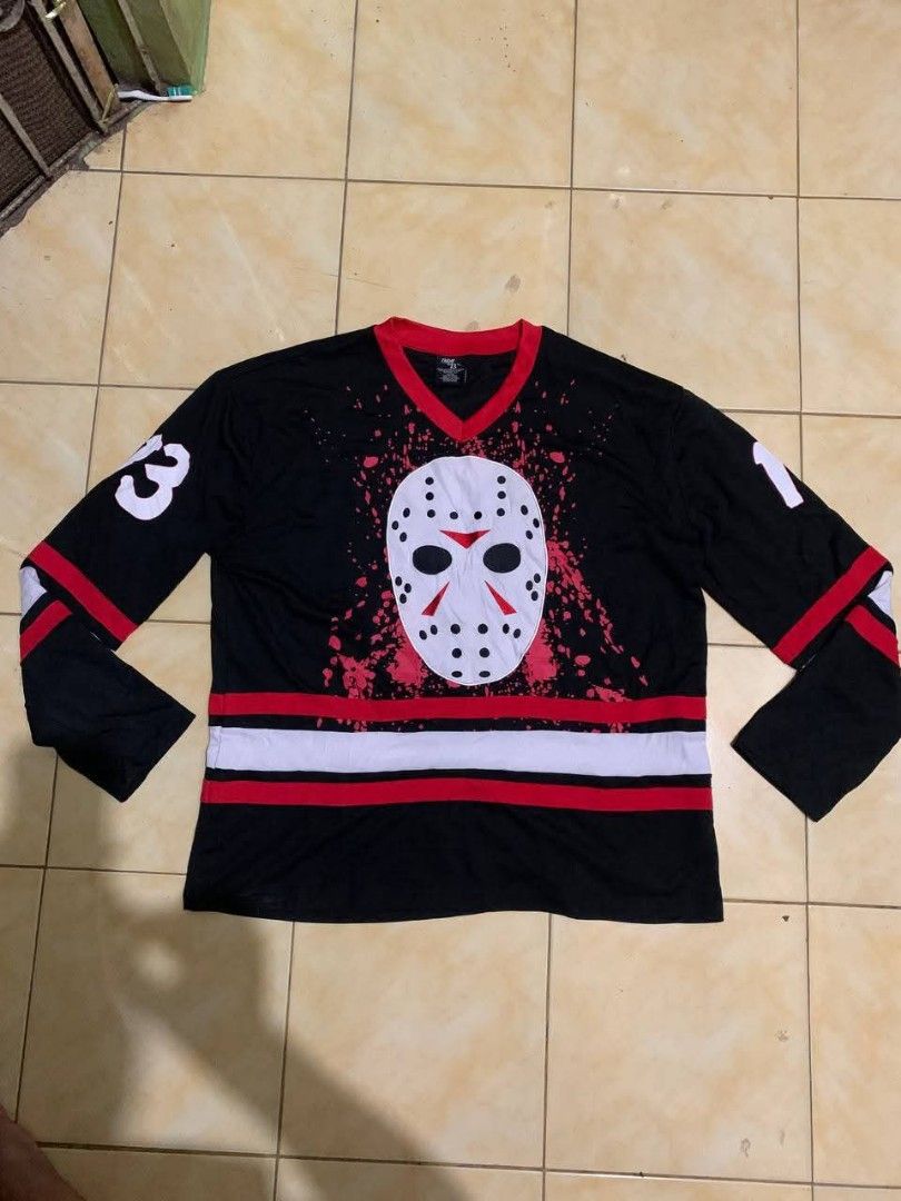 Friday the 13th (Category: Activewear) located in Bula. Submitted by justinejar75338 (Listing ID 1470487719, Image 1). Description: Friday the 13th Jason Voorhees Bloody Hockey Jersey Size Xl on tag as new condition no issue color rate 10/10 900free shipped 📩📩📩.