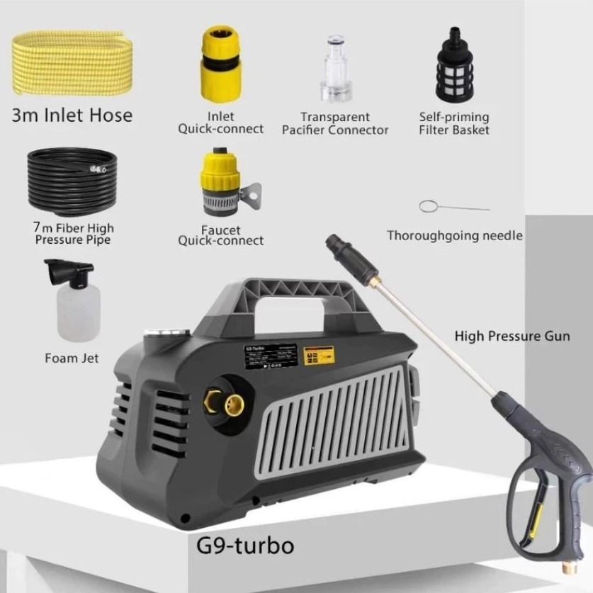 G9 Turbo Ultimate Home Car Wash Setup (Category: Cleaning Tools & Supplies) located in Muntinlupa City. Submitted by groundplaycustomerservice (Listing ID 1470395840, Image 2). Description: Great condition, well-maintained and ready to use. This G9-Turbo High-Pressure Washer is the ultimate setup for a professional, scratch-free car wash right in your own driveway. It delivers the perfect balance of pressure and water flow to lift road grime inst