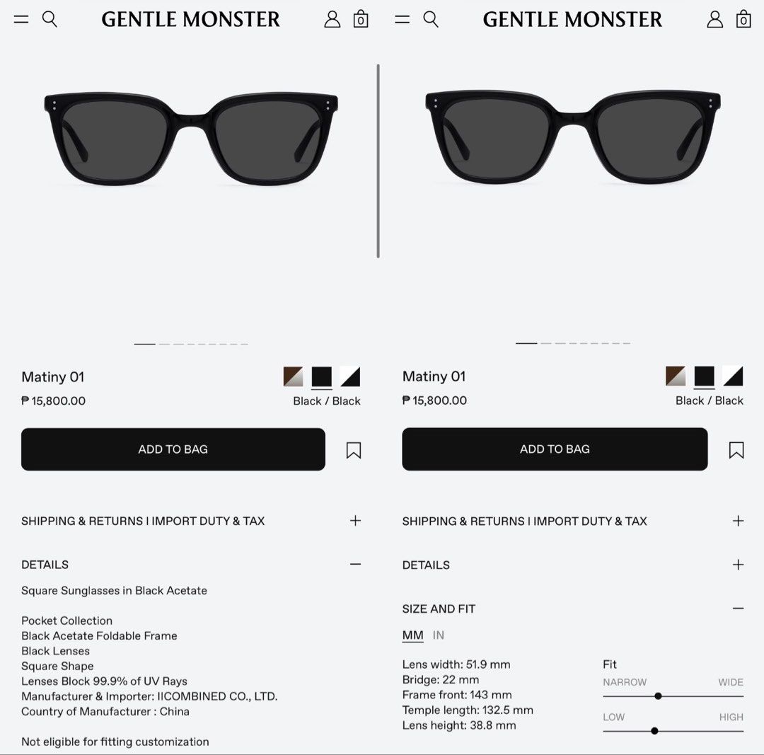 Gentle Monster Matiny 01 Foldable Sunglasses (Category: Sunglasses & Eyewear) located in Antipolo. Submitted by nyeahsells (Listing ID 1470368650, Image 3). Description: Gentle Monster Pocket Collection Model No: MATINY 01 COMPLETE INCLUSIONS CONDITION: GOOD AS NEW, USED ONCE ONLY NO FLAWS/ISSUES RFS: DECLUTTERING Original Price: ₱15,800.00 Details: - purchased in Gentle Monster Manila Shangrila (BGC) last December 14, 2025 - see photos for more 