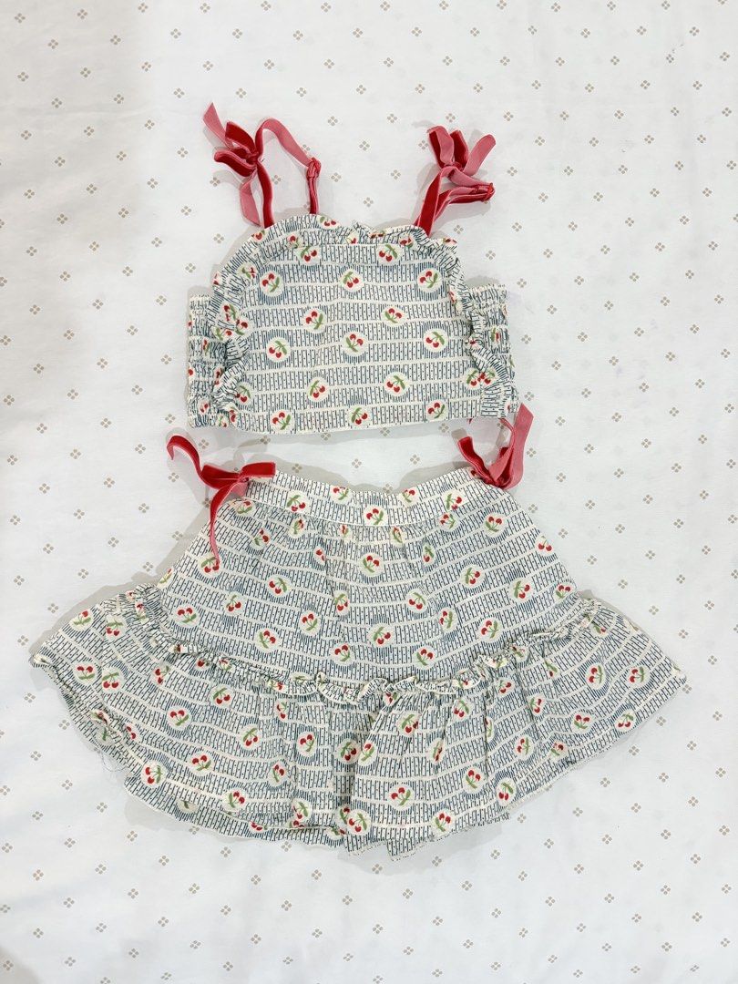 Gingersnaps Cherry Top & Skirt Set 12M (Category: Babies & Kids Fashion) located in Manila. Submitted by diane.preloved0328 (Listing ID 1470431413, Image 1). Description: Gingersnaps Cherry Top & Skirt Set w Red Ribbons 12M .