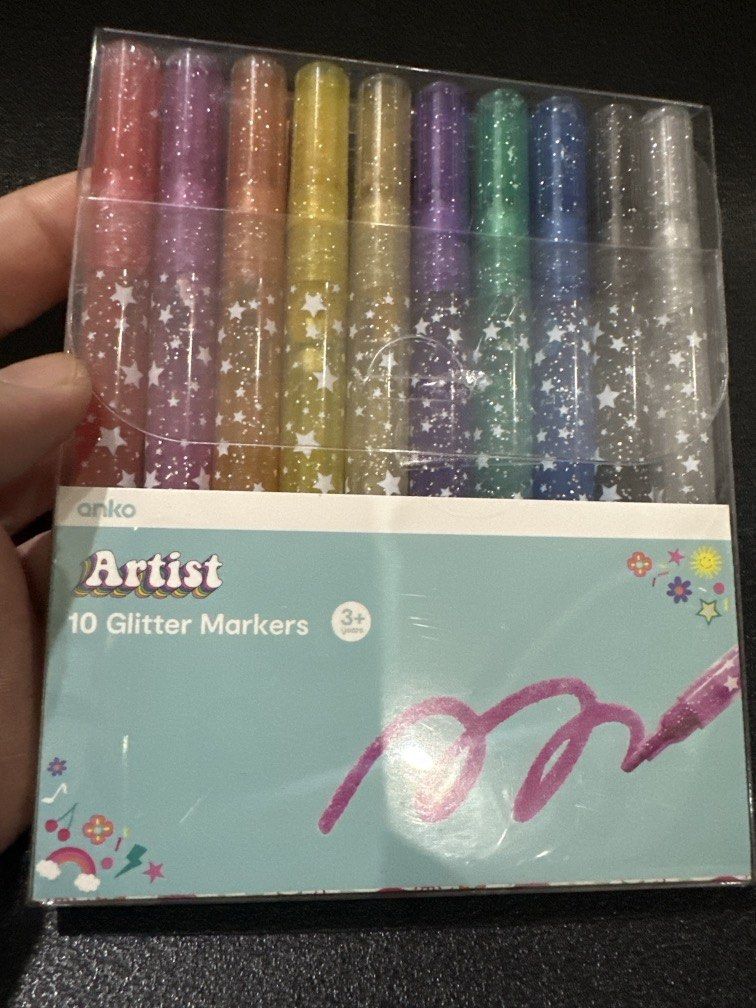 Glitter Marker (ANKO) (Category: Stationery & School Supplies) located in Manila. Submitted by krystalchewey_ (Listing ID 1470454457, Image 1). Description: Bnew Actual Photo Posted 140php 10 glitter Marker Anko.