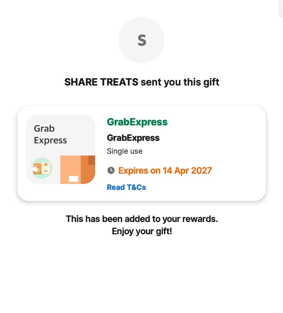 GRABGIFTS VOUCHER (Category: Vouchers) located in Caloocan City. Submitted by wackydocky (Listing ID 1470533347, Image 3). Description: GrabExpress Voucher Discounted! 🛵💨 ​Hi everyone! I accidentally bought a GrabExpress voucher instead of the one I needed. Selling it at a big discount so it doesn't go to waste! ​Value: ₱500 ​Price: ₱400 ​Expiry: April 14, 2027 ​Safe and legit transaction. Send me a message if you want to buy! It's negotiable.