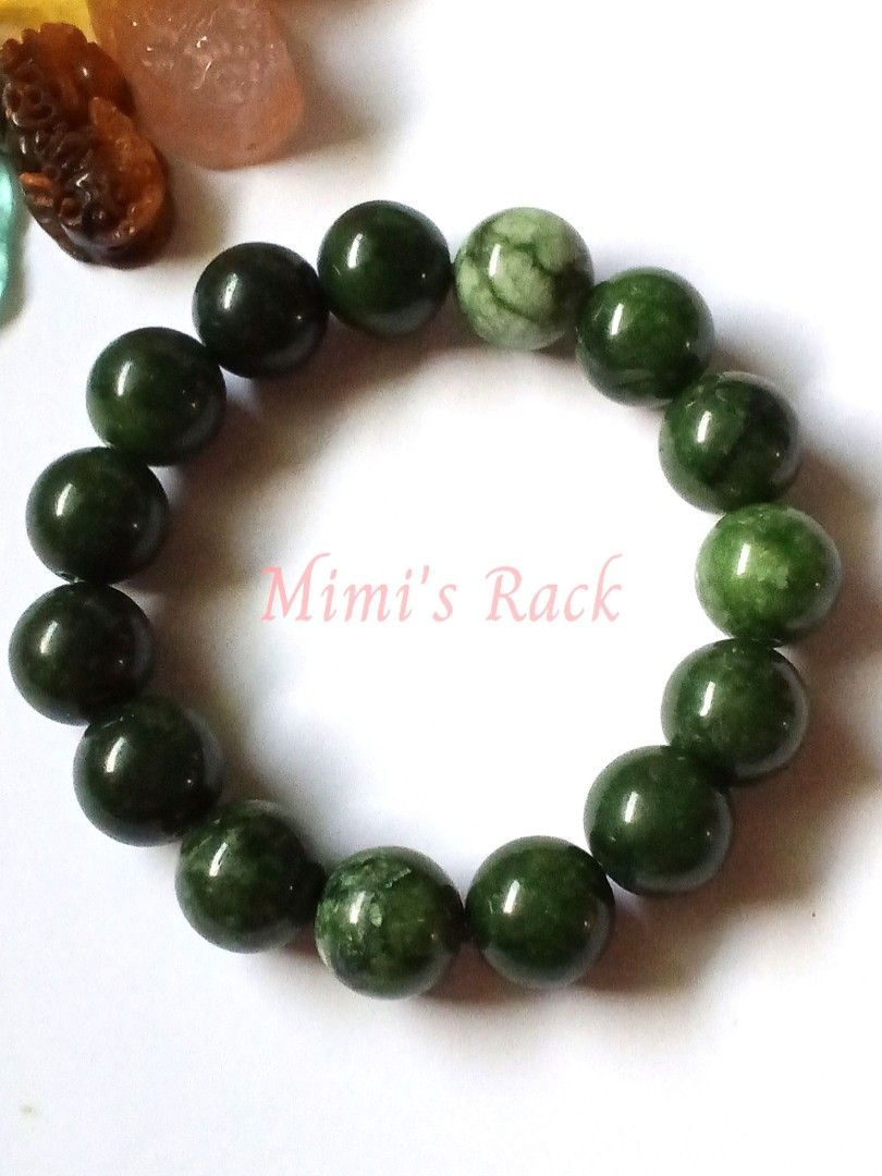 Green Jade Round Beads Bracelet 13mm (Category: Bracelets) located in Taguig. Submitted by mimisrack (Listing ID 1470532166, Image 1). Description: 💚🍀 Good Luck & Fortune — jade is cherished in Chinese culture as a symbol of blessings and auspicious opportunities. 💰 Wealth & Prosperity — green represents abundance, financial growth, and business success. 🛡️ Protection & Safety — traditionally worn as a protective talisman for security and wel