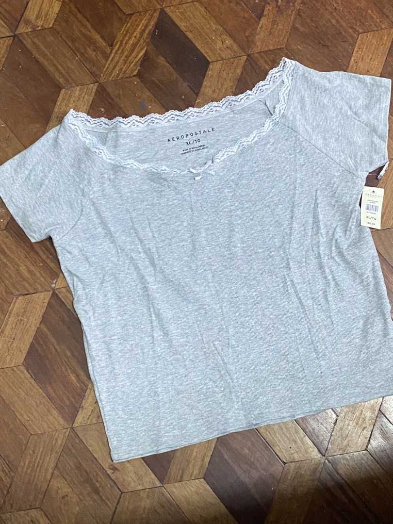 Grey Lace Shirt XL (Category: Blouses) located in Pasig City. Submitted by minnie.12 (Listing ID 1470537442, Image 2). Description: XLarge 📍Pasig City 🚛 jnt/lalamove item+sf MOP: Gcash .
