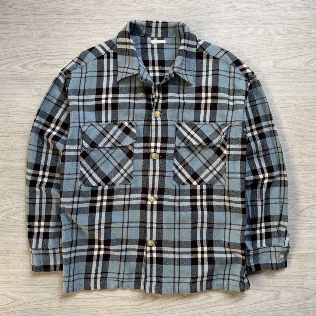 GU Flannel Overshirt (Category: Coats, Jackets and Outerwear) located in Zamboanga. Submitted by rustic.rev (Listing ID 1470504150, Image 1). Description: GU Flannel Overshirt In excellent condition Tagged: M Actual Measurements: Pit to pit: 22” Length: 28” Shoulders: 21.5” Sleeves length: 22”.
