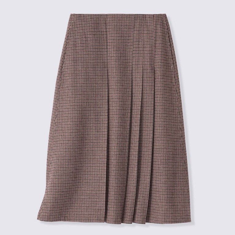 GU Women Random Pleats Check Skirt Wine XXL, Women's Fashion, Bottoms ...