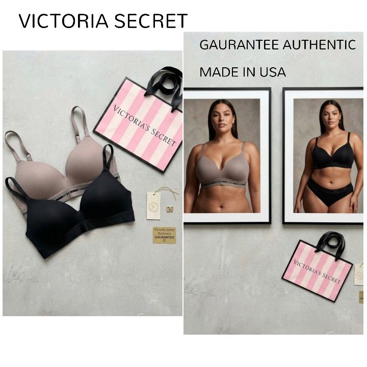 GUARANTEE AUTHENTIC 💯 VICTORIA SECRET BRA set for two (Category: Undergarments & Loungewear) located in Las Pinas. Submitted by outerwearsmanila (Listing ID 1470370108, Image 1). Description: Description Wireless t-shirt or everyday comfort and lightweight comfort bra displayed alongside a Victoria's Secret brand New Authentic GAURANTEE 💯 Victoria secret Made in usa victoria secret store Black color and Nude plum brown Size C36 on tag 1600+free