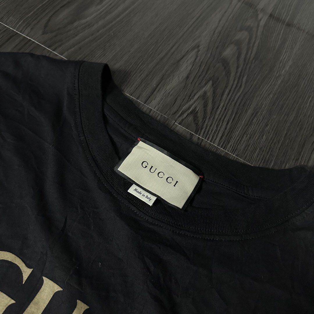 GUCCI (Category: Formal Shirts) located in San Jose del Monte. Submitted by xanthrift2.0 (Listing ID 1470456195, Image 3). Description: GUCCI BLACK TEE color rate: 9.9/10 dimes: 20 x 26 (medium) ₱849 .