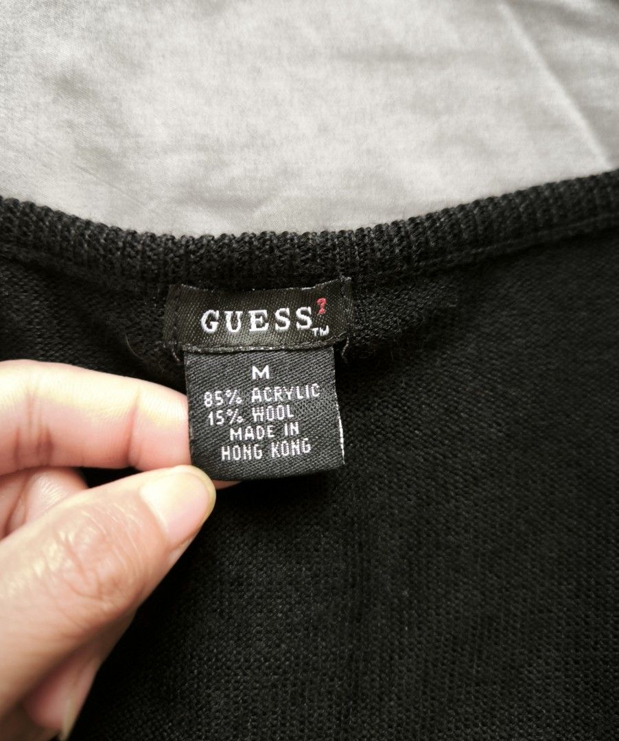 Guess black cardigan (Category: Others Tops) located in Manila. Submitted by wearforce (Listing ID 1470493189, Image 3). Description: Guess black cardigan color: black fit: M-L color rate 9/10 in good condition 300 + sf.