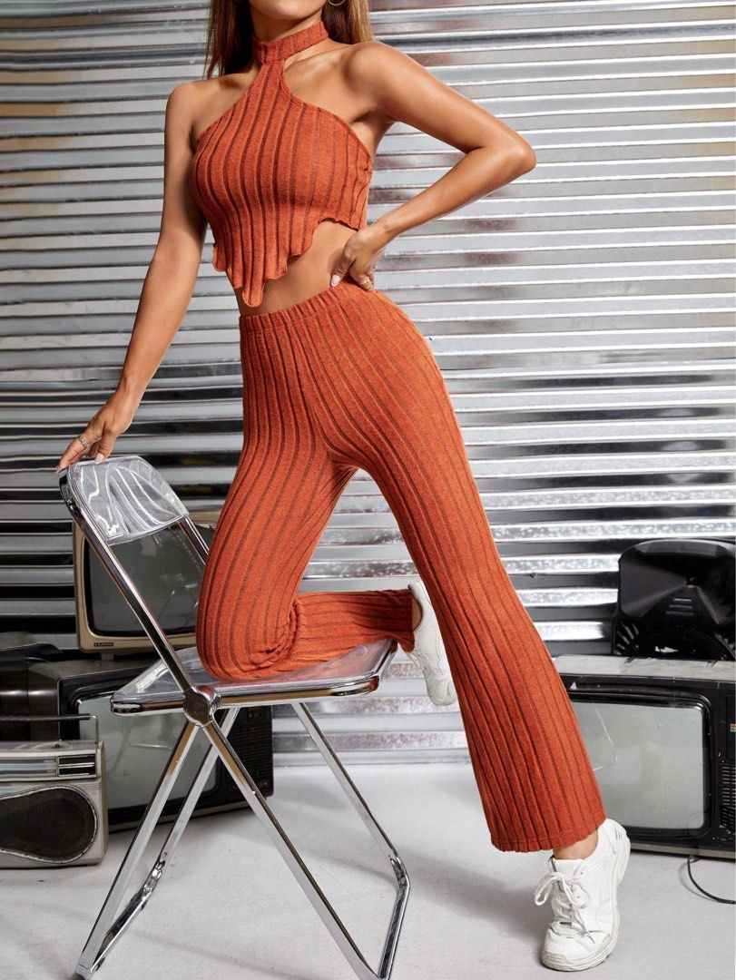 Halter top and flare leg pants (Category: Sets or Coordinates) located in Muntinlupa City. Submitted by imdonn (Listing ID 1470535545, Image 1). Description: Brand new.