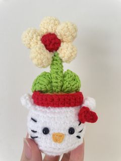 Handmade crochet Christmas tree in white pot table decor, Hobbies ...