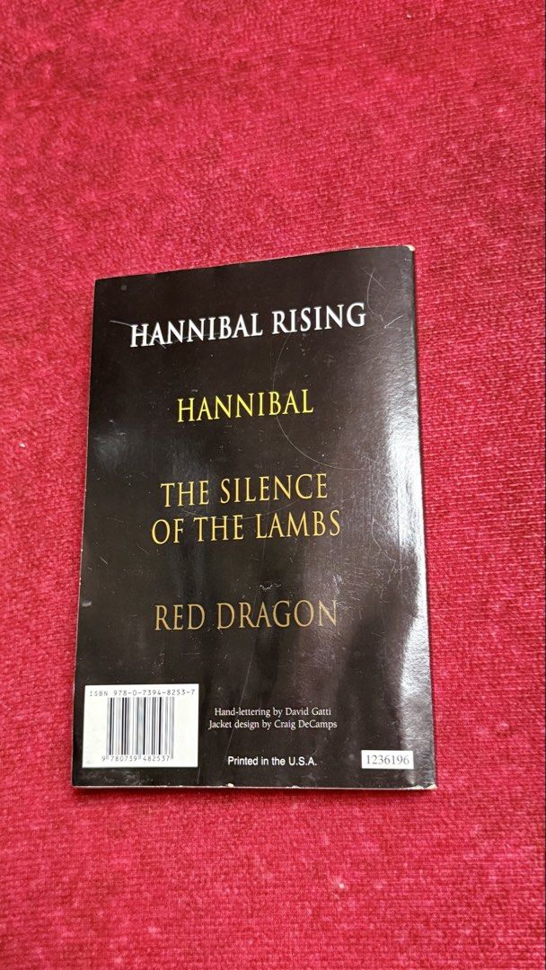 Hannibal Rising by Thomas Harris (Category: Storybooks) located in Davao. Submitted by strawbae.moon (Listing ID 1470427302, Image 3). Description: - With water stains - With signs of usage - No pen marks or highlights - No plastic cover.