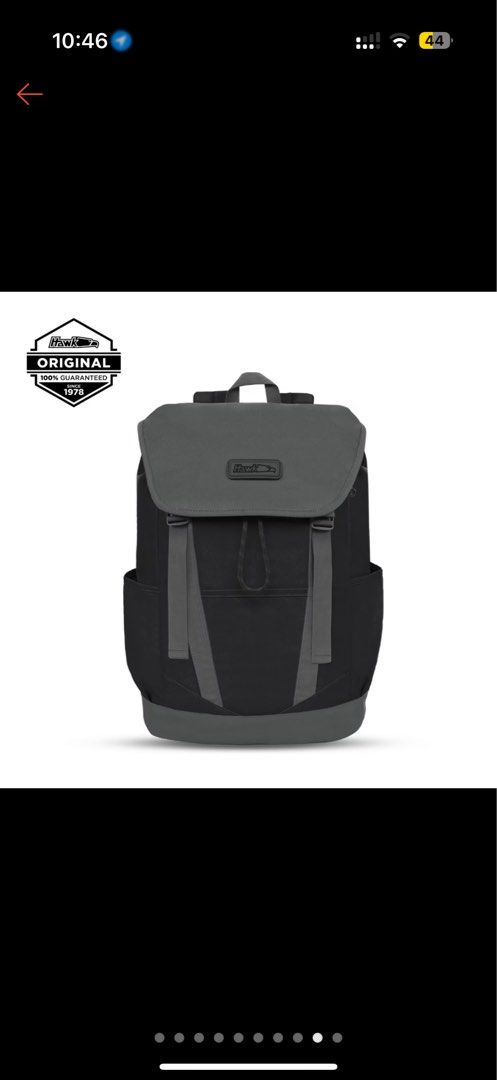 Hawk Original Flap Backpack Black Grey (Category: Backpacks) located in Manila. Submitted by _notsosureifk (Listing ID 1470509868, Image 1). Description: Rfs: Receiver doesn’t like this type of bag, and I only found out too late. I won’t be able to cancel my order anymore Will give free drinks if I sell this within this week (Oct. 27 - 31).