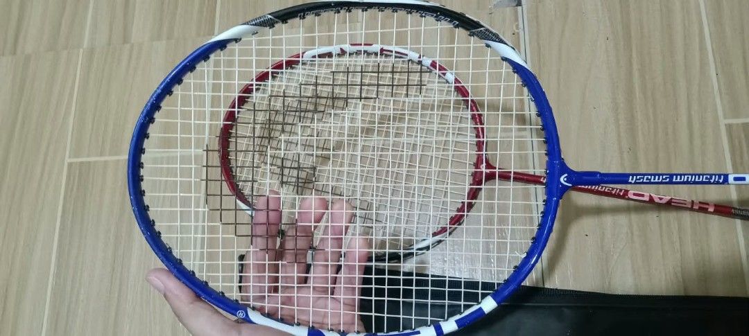 HEAD Titanium Smash Badminton Rackets Set with Bag and Shuttlecocks (Category: Racket and Ball Sports) located in Gapan. Submitted by montesnora80204 (Listing ID 1470353779, Image 3). Description: Head badminton set 800 +Sf via j&t Palitan lng ng rubber grip tape , Titanium smash Location nueva Ecija.
