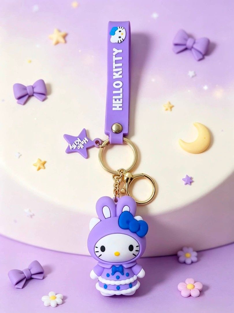 Hello Kitty Silicone Keychains Variety (Category: Character Goods) located in Manila. Submitted by declutter.mnla (Listing ID 1470366637, Image 2). Description: - 6 adorable Kitty designs available: Pilot, Painter, Bunny, and Shaped Pouches - Made of soft, high-quality silicone with durable metal rings and matching straps - Multi-purpose: Perfect accessories for bags, keys, lanyards, and backpacks - Makes a great gift for Hello Kitty fans -made o