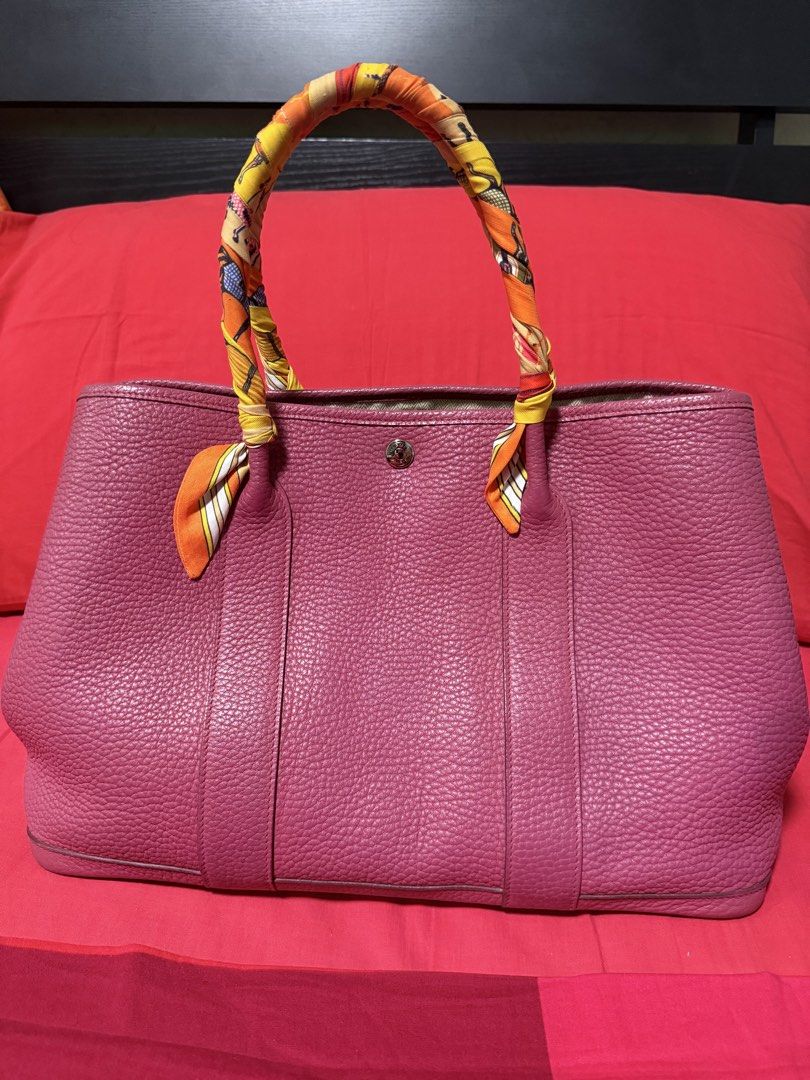 Hermes GPT 36 Pink Leather (Category: Luxury Bags & Wallets) located in Makati City. Submitted by mit_z_g (Listing ID 1470492012, Image 1). Description: - Color: Pink - Material: Grainy textured leather - Handles: Sturdy structured handles (twilly not included) - Closure: Silver-tone center snap button - Interior: Roomy capacity for daily essentials - Condition: Clean corners and well-kept structure.