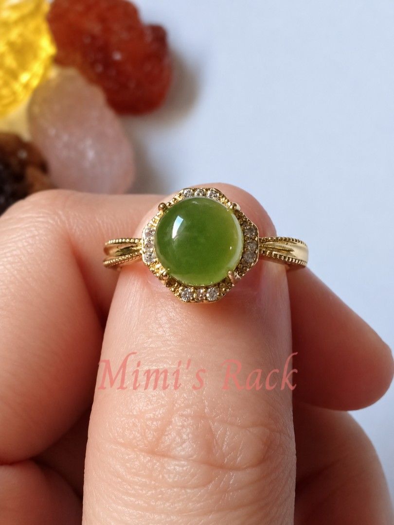 Hetian Jade Natural Stone Ring on Gold Setting (Category: Rings) located in Taguig. Submitted by mimisrack (Listing ID 1470538492, Image 1). Description: 💚🍀 Good Luck & Fortune — Hetian jade is traditionally cherished as a symbol of blessings and auspicious opportunities. 💰 Wealth & Prosperity — associated with abundance, success, and financial well-being. 🛡️ Protection & Safety — traditionally worn as a symbolic talisman for security and pea