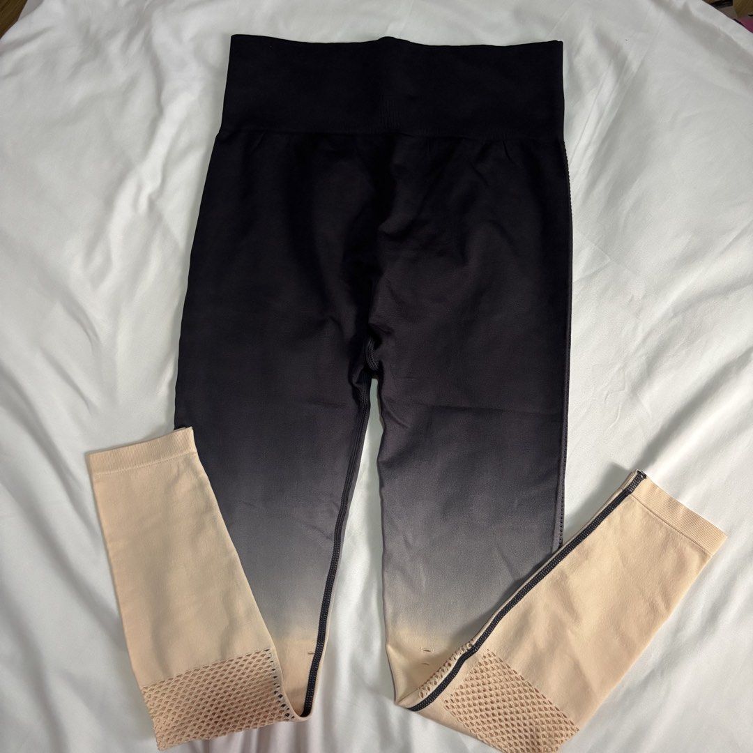 High-Waist Workout Leggings Bundle - 4 Pairs (Category: Activewear) located in Bacoor. Submitted by jlistsshop2020 (Listing ID 1470485860, Image 1). Description: - Bundle of 4 high-waisted seamless workout leggings - Includes 4 pairs: Ombre black-to-beige with mesh hems, ombre black-to-green, solid cream ribbed, and solid taupe ribbed - Super stretchy, 100% squat-proof fabric - Supportive high waistband that stays put - Perfect for gym sessions, 