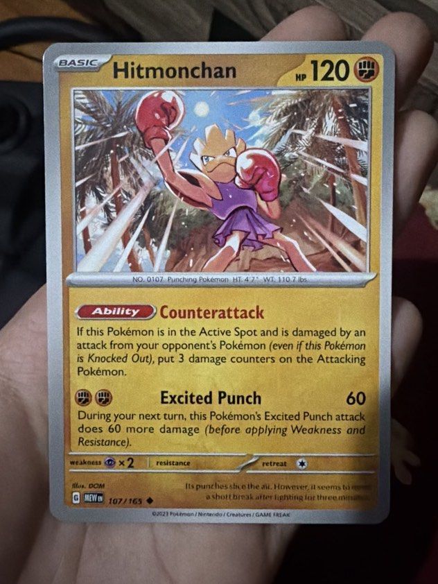 Hitmonchan Pokemon 151 Normal Card (Category: Raw Singles) located in Quezon City. Submitted by bananak1tchen (Listing ID 1470507611, Image 1). Description: RFS: Decluttering MOP: Bank Transfer MOD: J&T / SDD.