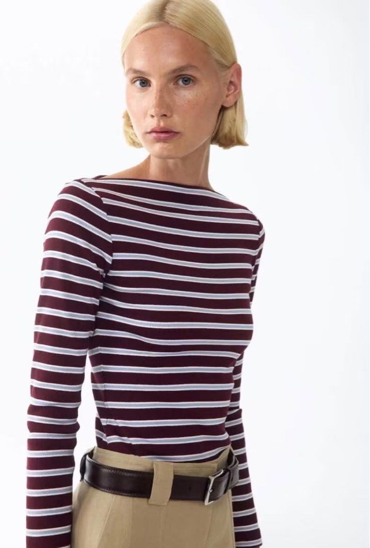 H&M stripped boat neck (Category: Longsleeves) located in Davao. Submitted by hercloset.dvo (Listing ID 1470473874, Image 2). Description: used once OG price ₱599.