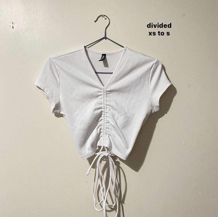 H&M White Front Ruched Self Tie Top (Category: Others Tops) located in Binan City. Submitted by mypreloved_haul (Listing ID 1470514013, Image 2). Description: Last price posted!.