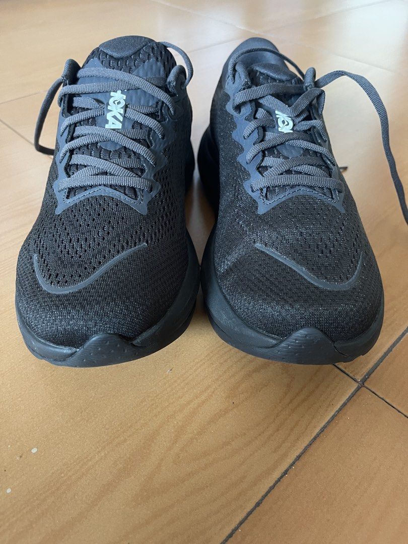 Hoka Rincon 4 Black Running Shoes (Category: Sneakers) located in Quezon City. Submitted by kvrt0907 (Listing ID 1470353996, Image 2). Description: - Brand: Hoka - Model: Rincon 4 - Color: Triple Black -Size: US 8.5 2E(wide size) - Condition: Excellent, zero wear on outsoles - Features: Super lightweight, thick cushioned foam sole, breathable mesh upper - Versatility: Ideal for road running, gym sessions, and daily walking Maganda siya kasi pwede