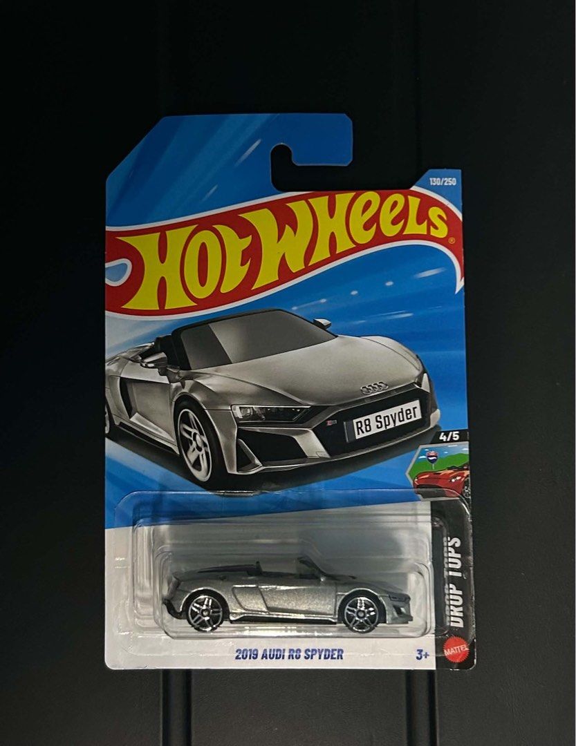 Hot Wheels 2019 Audi R8 Spyder (Category: Vehicle & Diecast Models) located in Imus. Submitted by xql.was.here (Listing ID 1470497399, Image 1). Description: - Model: Hot Wheels 2019 Audi R8 Spyder - Color: Metallic Silver - Series: Drop Tops (4/5 in set, 130/250 overall) - Condition: Brand new.