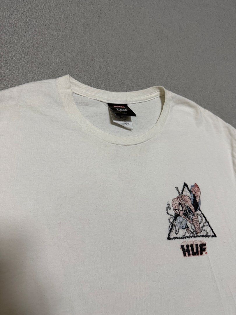 HUF x Marvel Spiderman Tee (Category: Tshirts & Polo Shirts ) located in Bulacan. Submitted by sanjisthrift (Listing ID 1470536642, Image 2). Description: Size Large Width 21.5 Length 27.5 Very Good Condition 9/10 Minor stain.