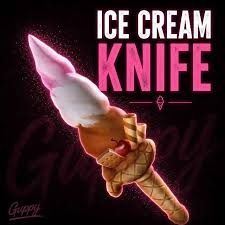 Ice Cream Knife weapon MM2 ROBLOX (Category: Art & Prints) located in San Carlos City. Submitted by zeal_nxrv0nxrv (Listing ID 1470375636, Image 1). Description: - Title: Ice Cream Knife Digital Artwork by Guppy - Design: Pink & white soft serve swirl blade with a waffle cone handle, cherry, and wafers on a dark background - Style: Fun, quirky food-weapon typography poster - Format: Digital art print - Perfect for: Room decor, kitchens, or as a u