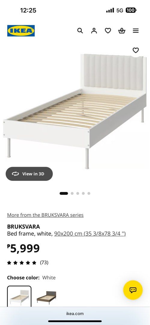 IKEA BRUKSVARA Bed frame, white, 90x200 cm (Category: Bed Frames & Mattresses) located in Bulacan. Submitted by gleeanneorbito (Listing ID 1470386183, Image 1). Description: Hi! For selling: SINGLE BED Anyone interested for buying? Selling price is 4,660 negotiable because want po mag change to sofa bed. It was bought from Ikea no issues just need little cleaning. Fell free to message me if you are interested! Thank you 😌 - Brand: IKEA BRUKSVARA